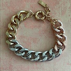 Beautiful chunky LuvaJ tricolor chain bracelet 7 inches 1 inch extender